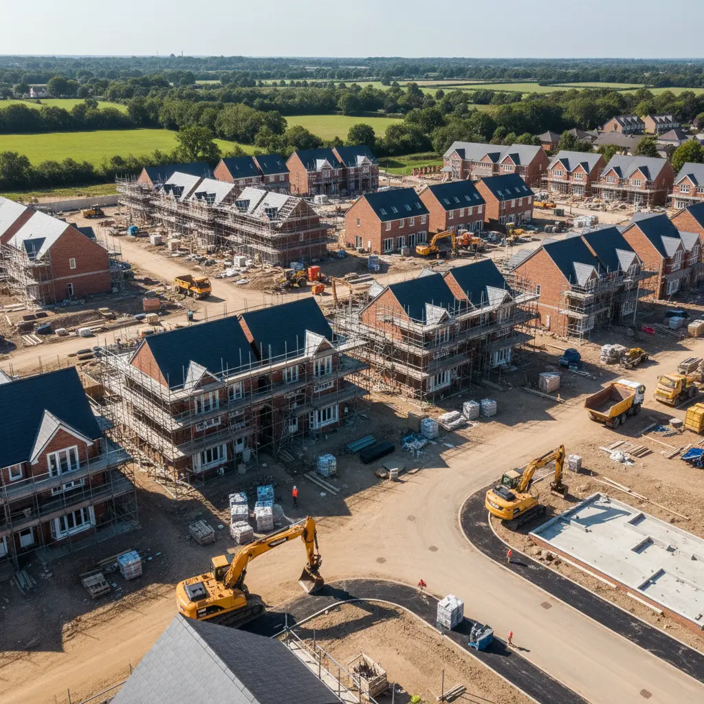 Aerial view of UK construction development